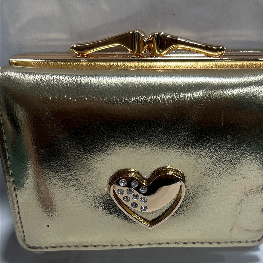 Gold Heart-Embellished Women's Wallet